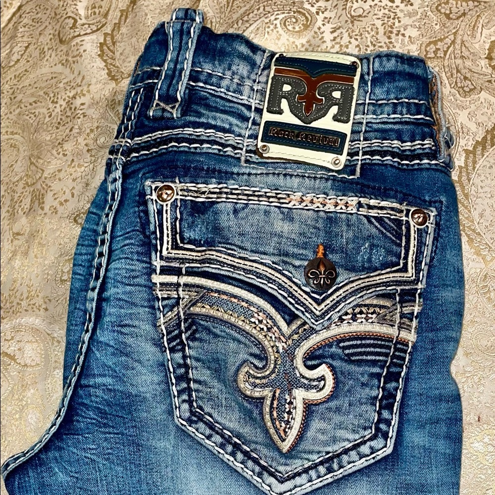 Mens rock revival jackee straight stretch Jean